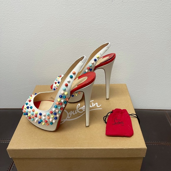 ***SOLD*** Christian Louboutin Lady Peep Sling Spike Pumps 36 - Picture 8 of 15